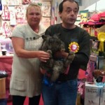 mandy with reggie the giant bunny whom sometimes comes out to play at the trade stands he is massive